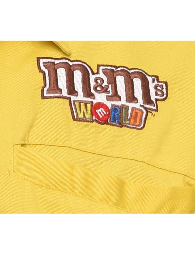 Embroidered Short Sleeved Yellow Shirt - XL