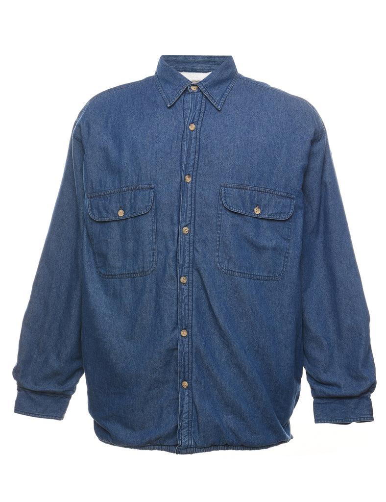 Faux Shearling Lining Denim Shirt - L