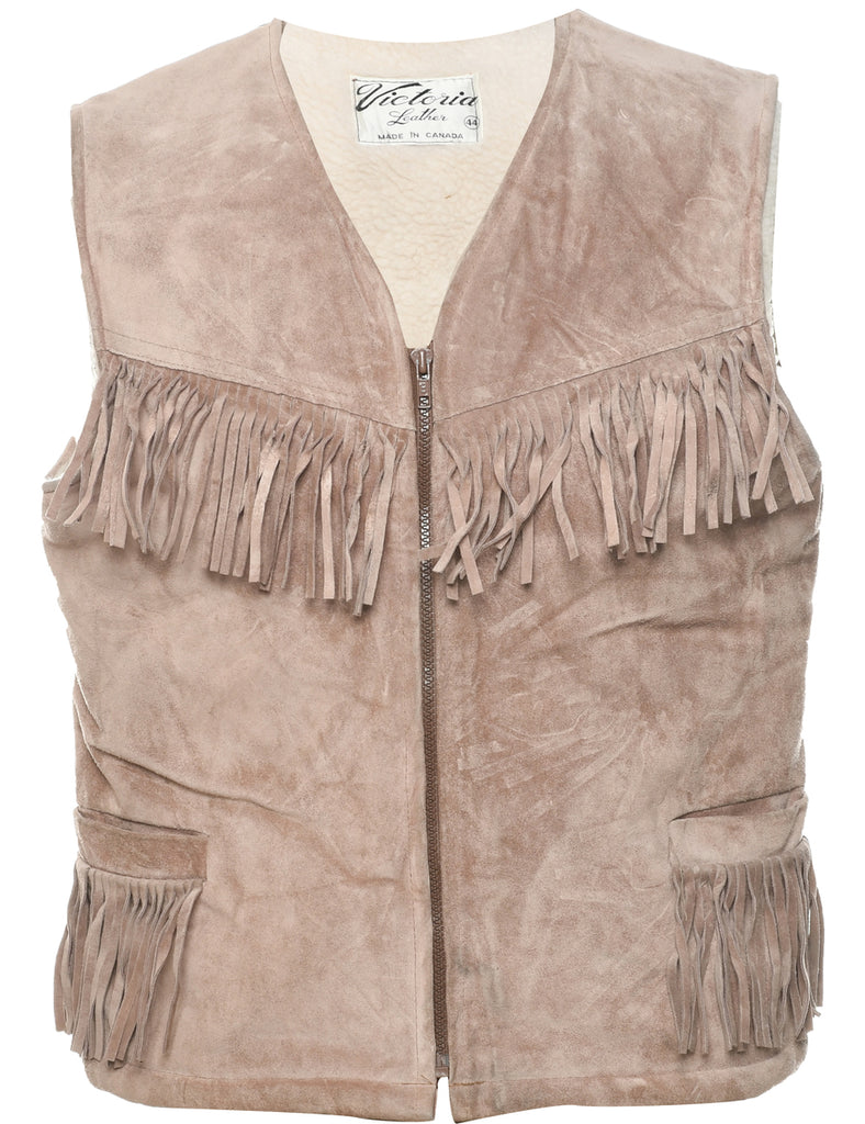 Fringing Suede Shearling Waistcoat - M