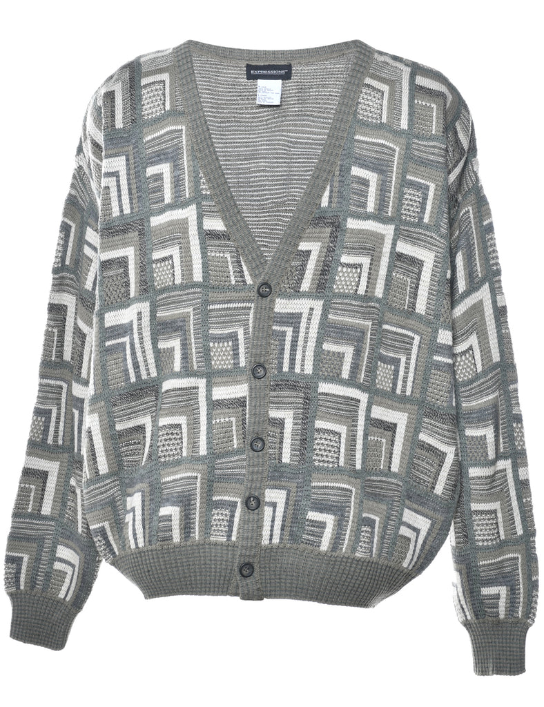 Geometric Pattern Cardigan - L