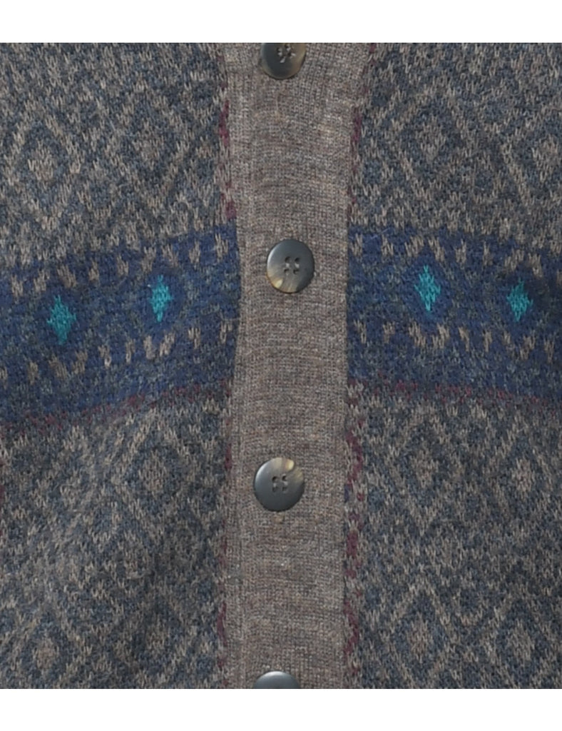 Geometric Pattern Cardigan - L