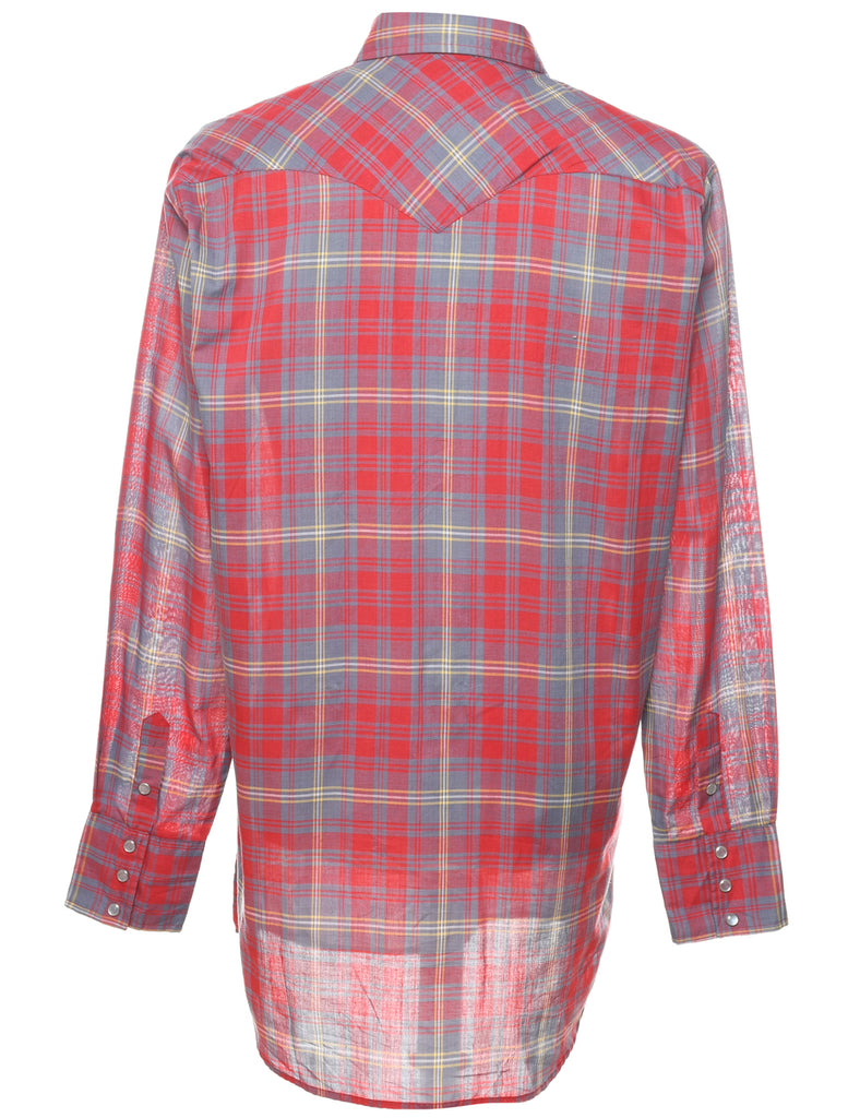 Grey Checked Western Shirt - L