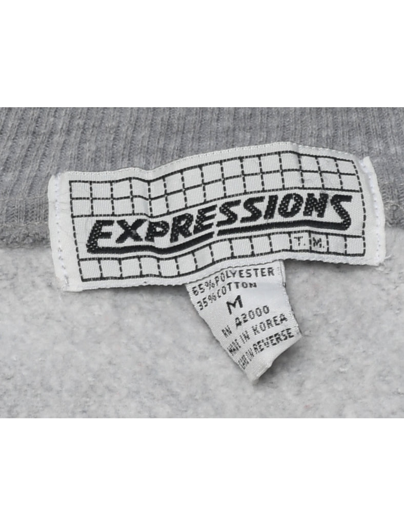 Grey, Navy & Red Colour Block Sweatshirt - M