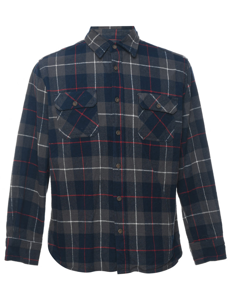 Grey, Red & Navy Classic Checked Shirt - L