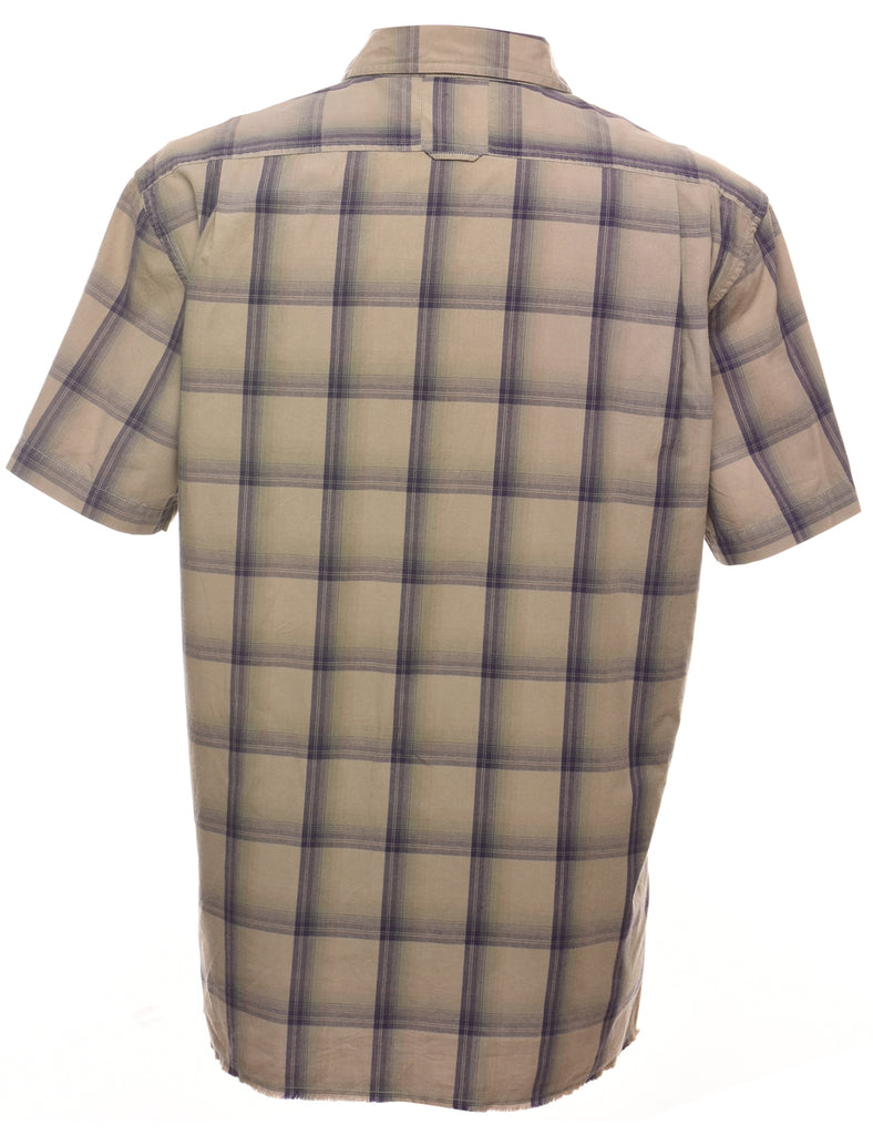 Guess Olive Green & Navy Classic Checked Shirt - L