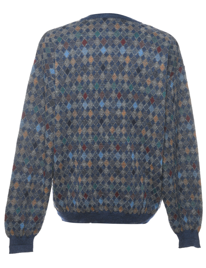 Harlequin Pattern Wool Jumper - XL