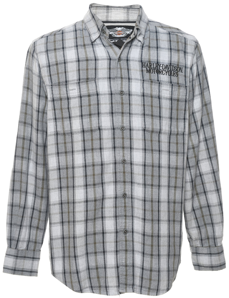 Harley Davidson Grey Flannel Checked Shirt - M