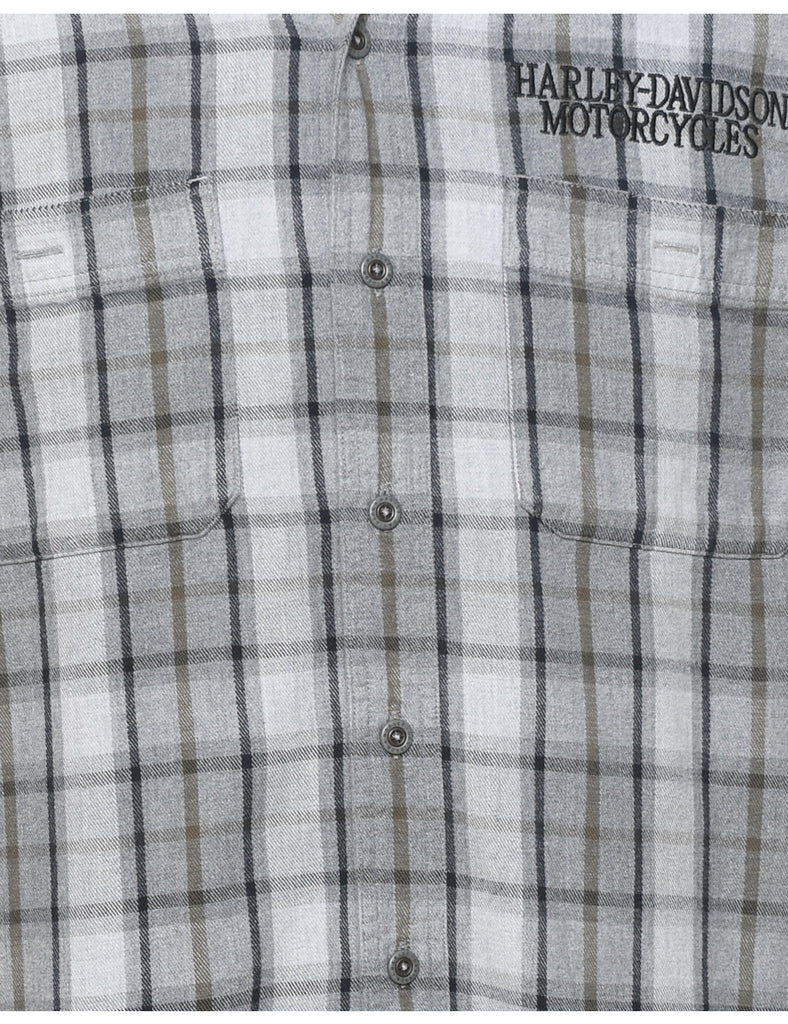 Harley Davidson Grey Flannel Checked Shirt - M