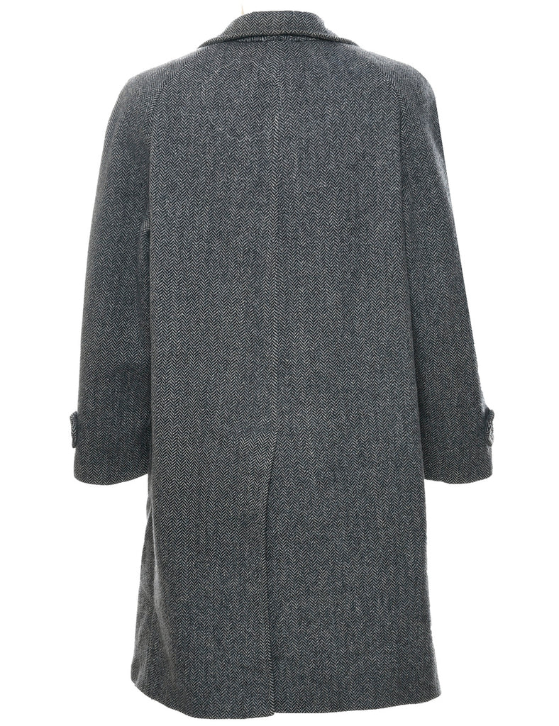 Herringbone Tweed Wool Coat - L