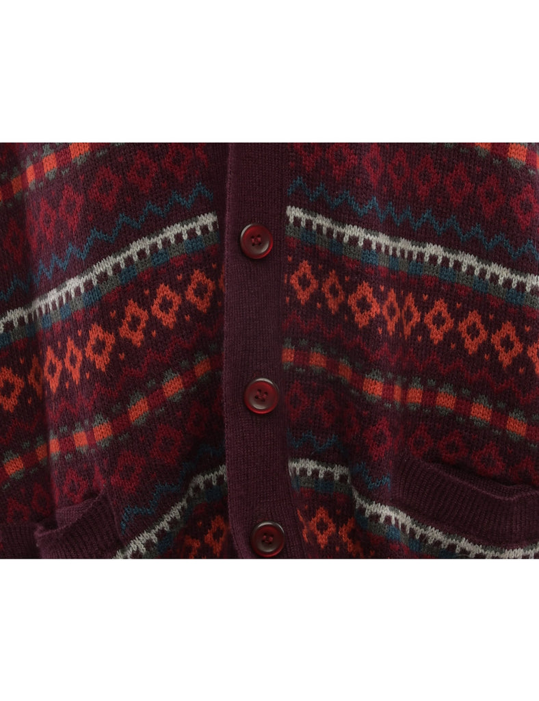 Ikat Pattern Cardigan - L