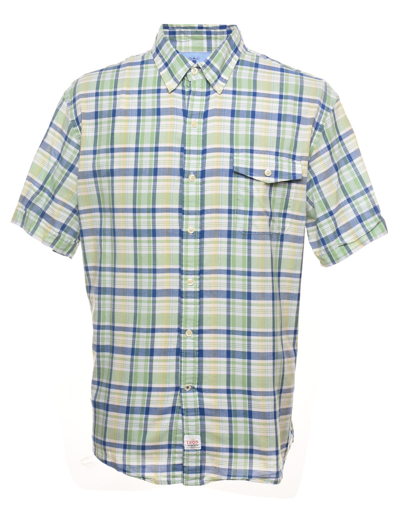 Izod Checked Light Green & Blue Shirt - XL