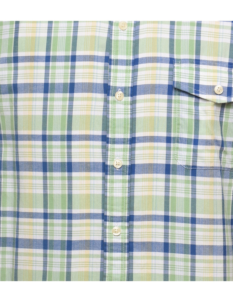 Izod Checked Light Green & Blue Shirt - XL