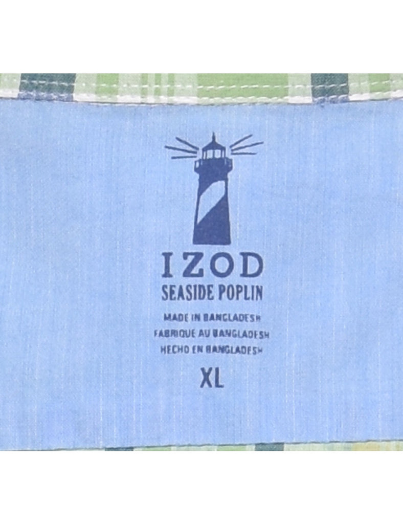 Izod Checked Light Green & Blue Shirt - XL