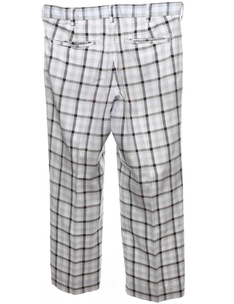 Izod Light & Dark Grey Checked Trousers - W34 L32