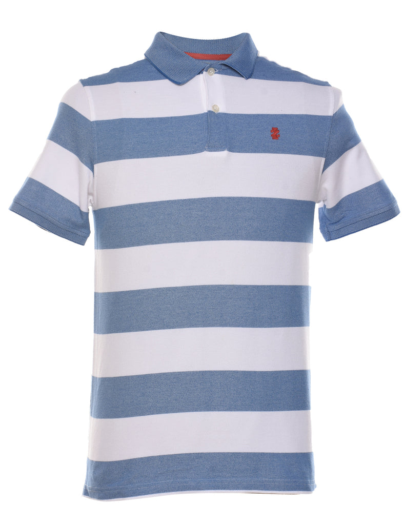 Izod White & Blue Striped Polo Shirt - S