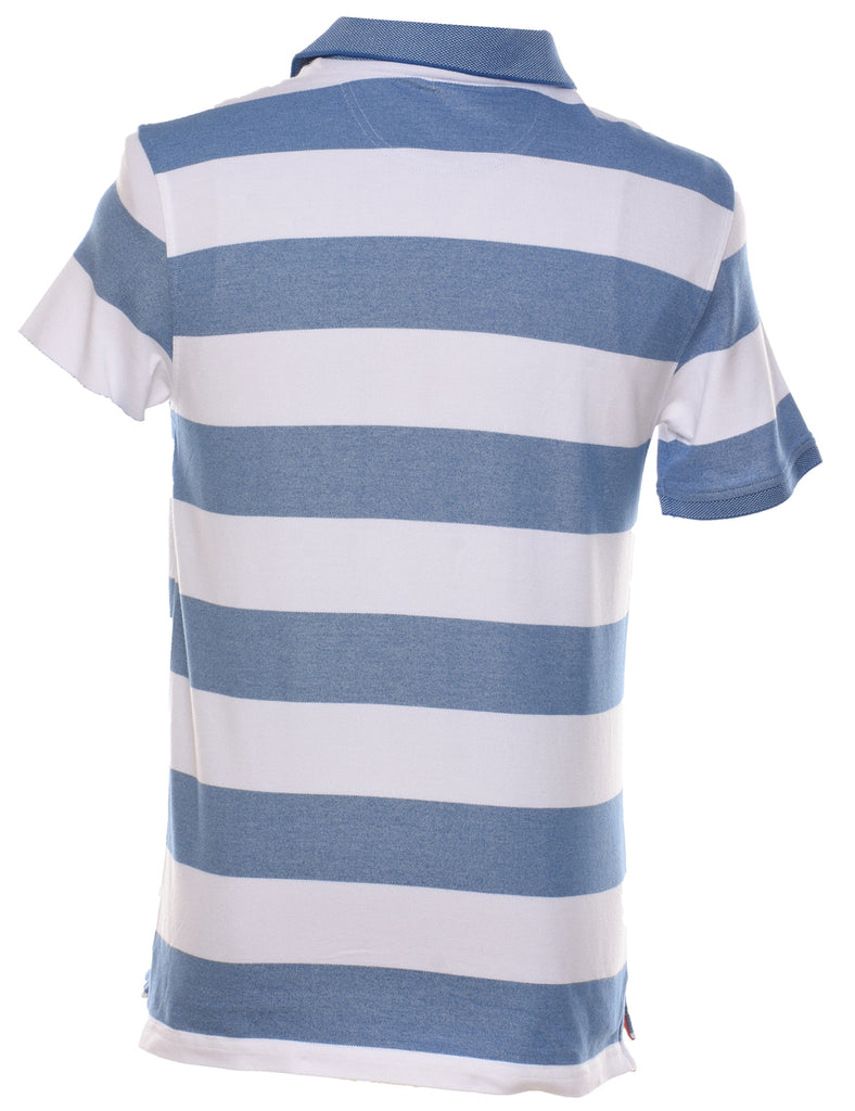 Izod White & Blue Striped Polo Shirt - S