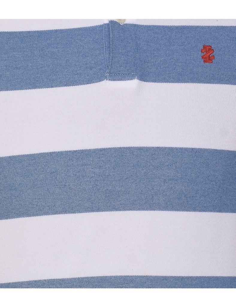 Izod White & Blue Striped Polo Shirt - S