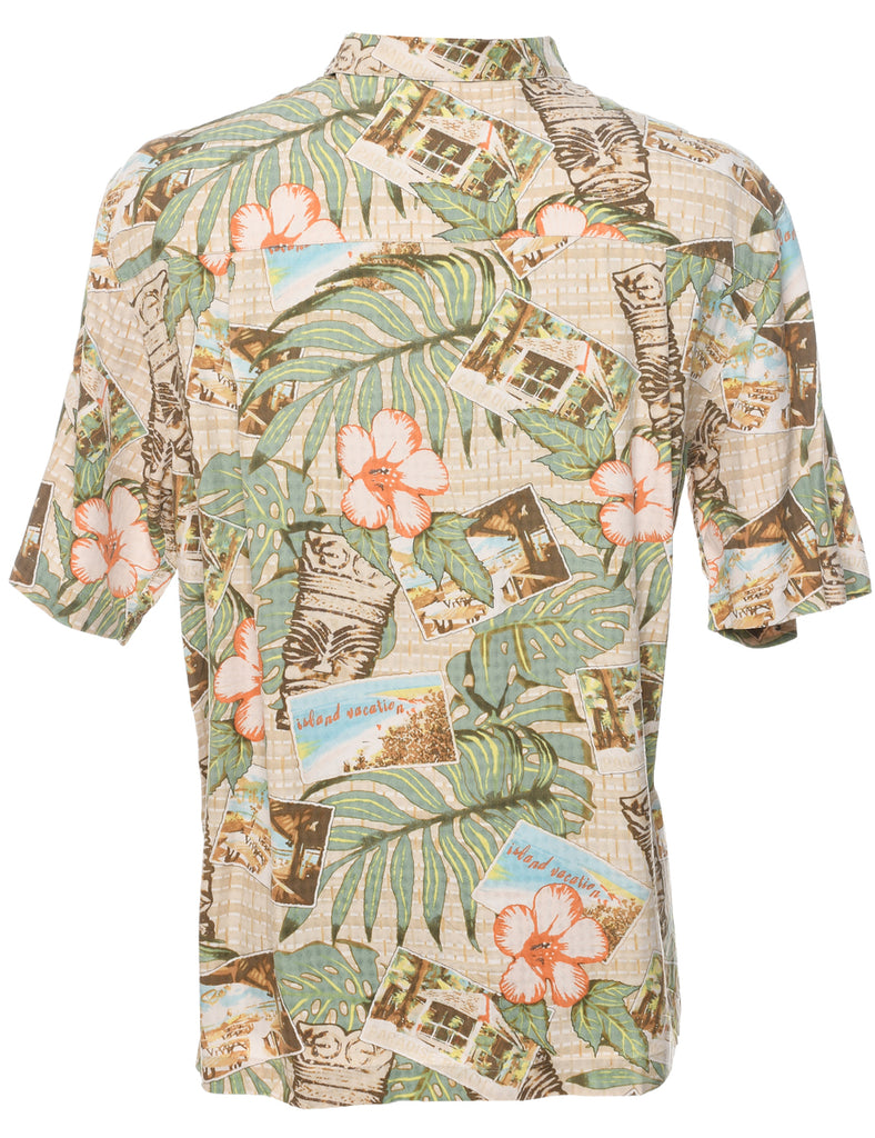 John Ashford Pacific Hut Print Hawaiian Shirt - L