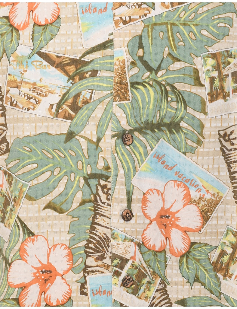 John Ashford Pacific Hut Print Hawaiian Shirt - L