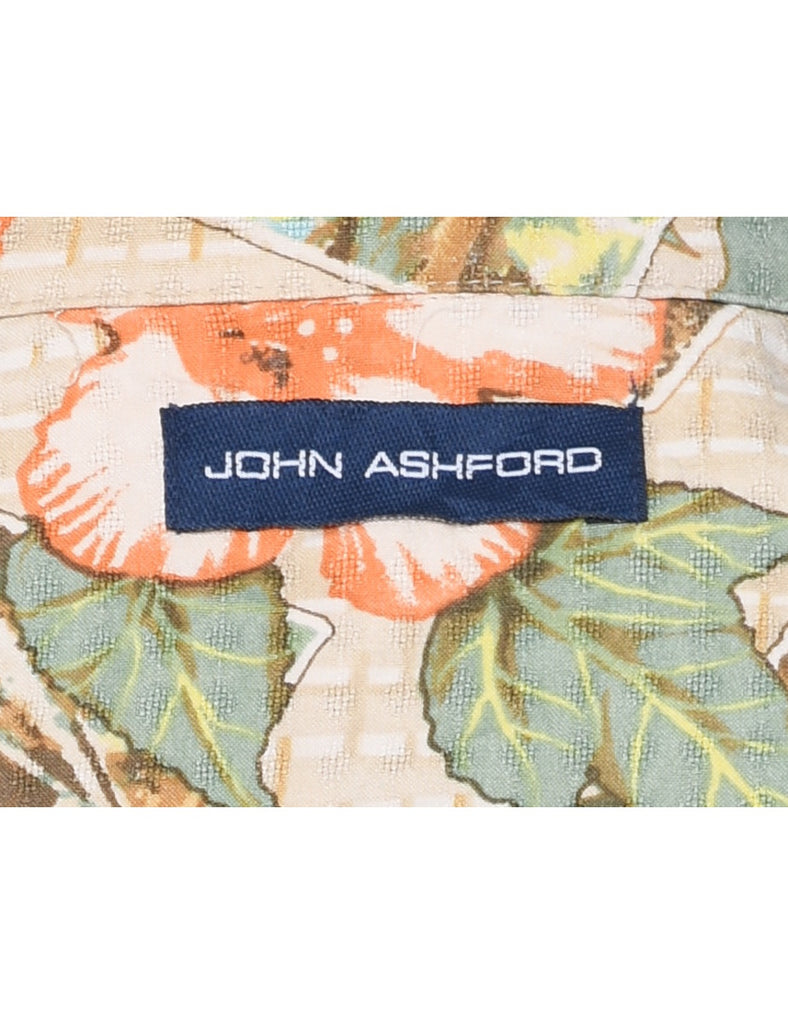 John Ashford Pacific Hut Print Hawaiian Shirt - L