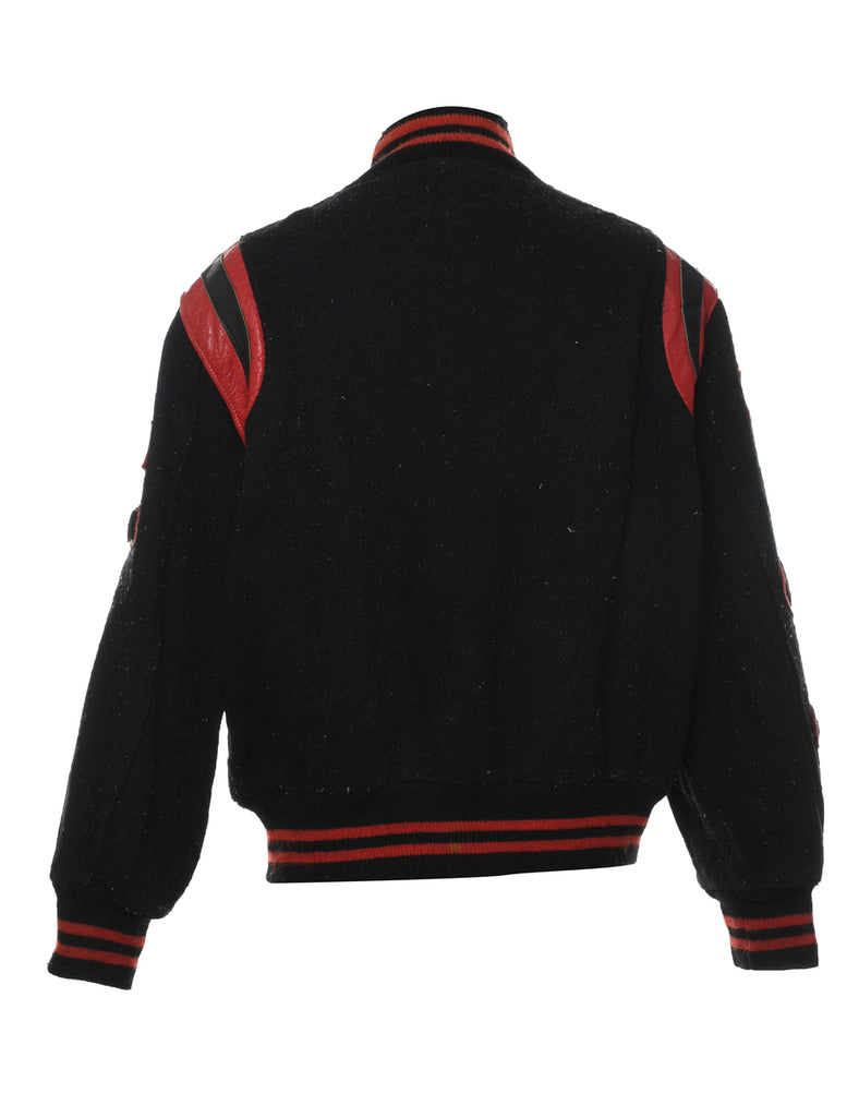 Kaye Bros. Black & Red Appliqued 1983 Varsity Jacket - L