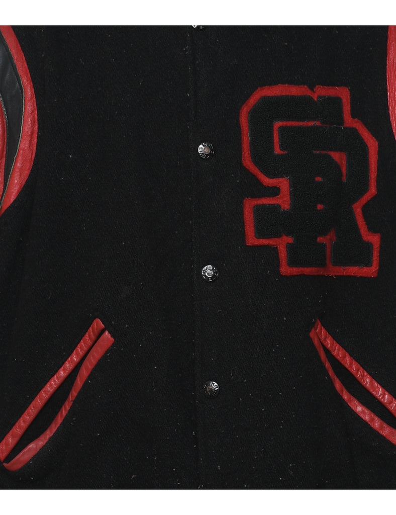 Kaye Bros. Black & Red Appliqued 1983 Varsity Jacket - L