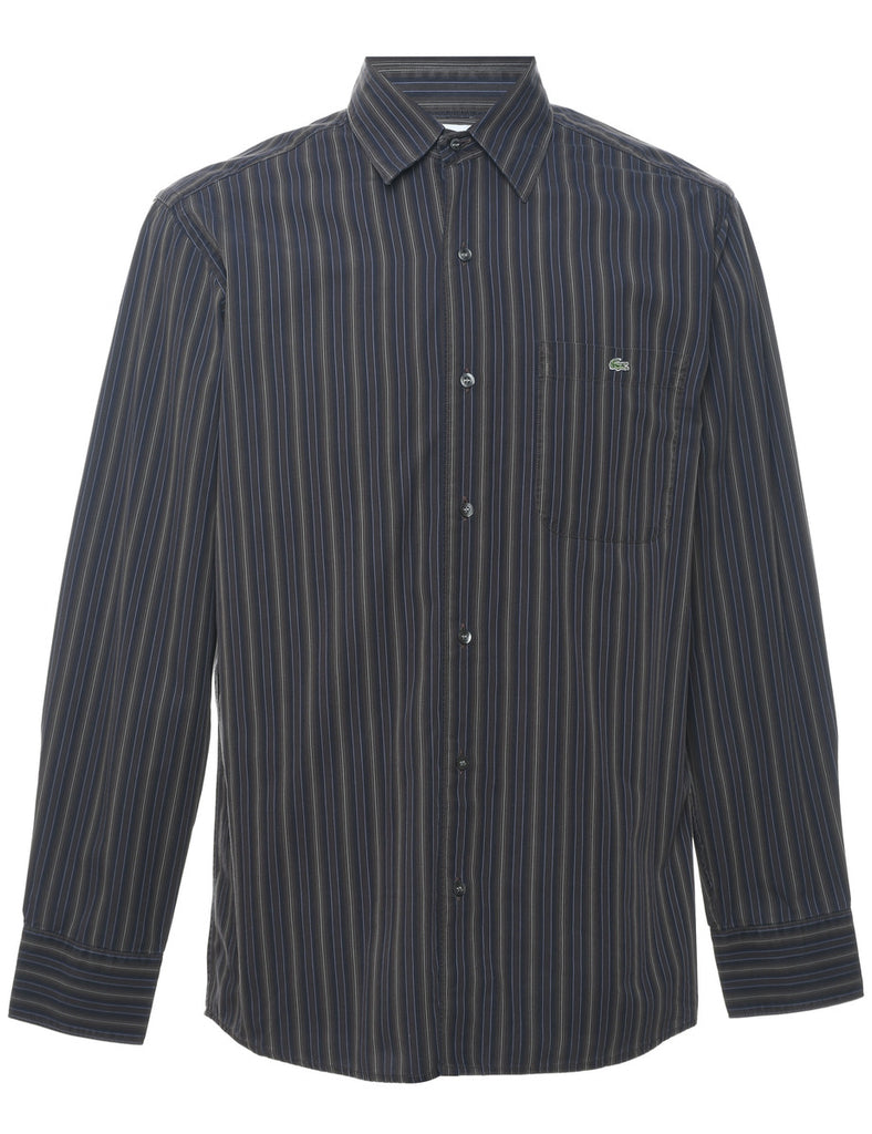 Lacoste Dark Grey & Navy Striped Shirt - M