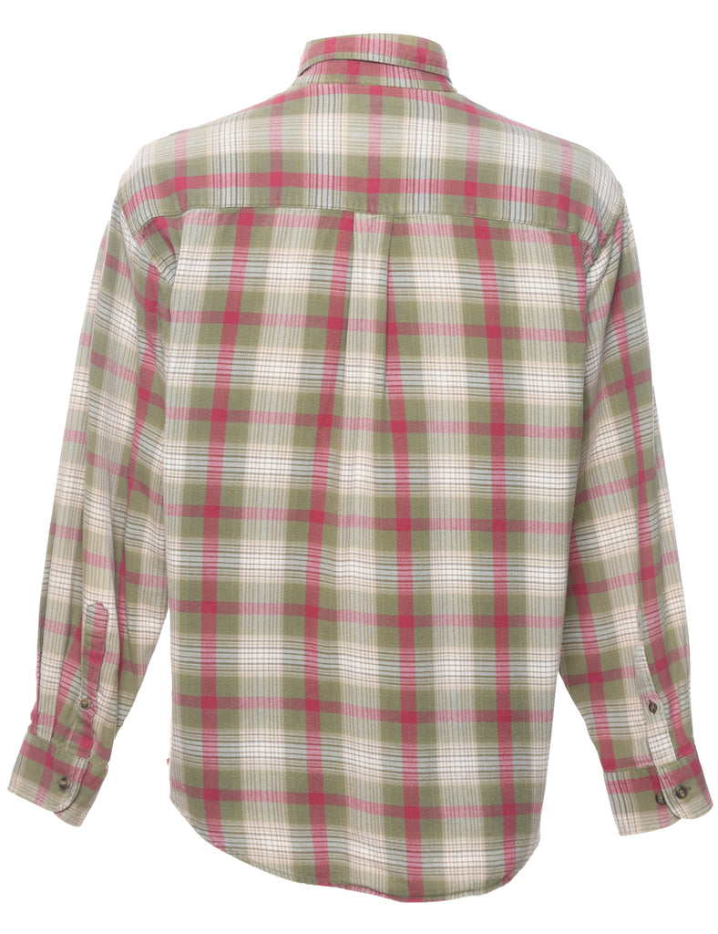 Land's End Checked Light Green & Red Shirt - M