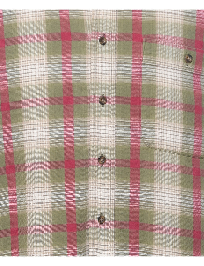 Land's End Checked Light Green & Red Shirt - M