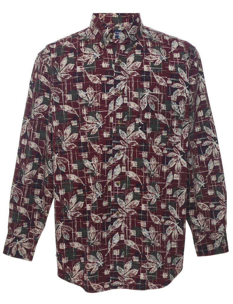 Leafy Print Hawaiian Shirt - M