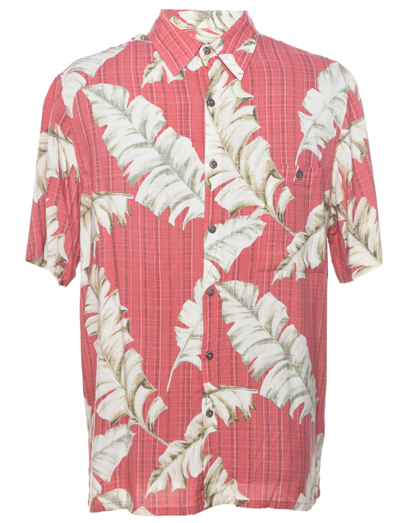 Leafy Print Hawaiian Shirt - L