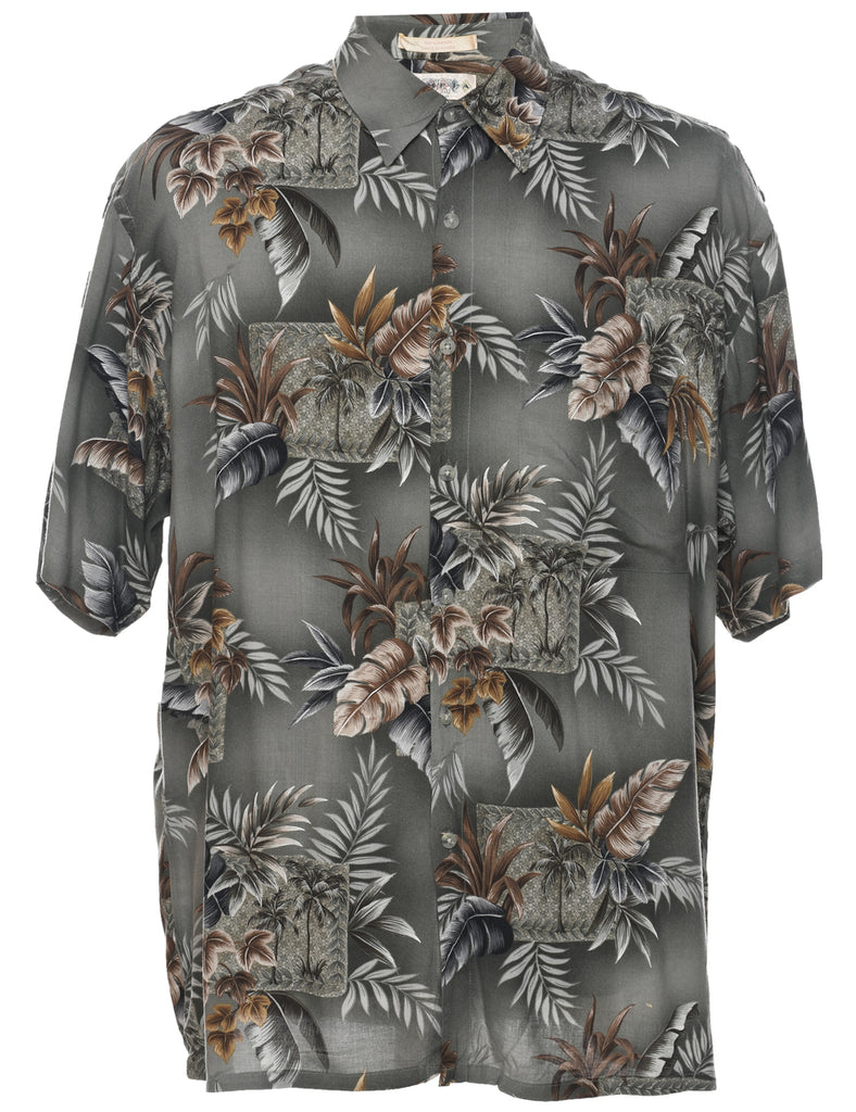 Leafy Print Hawaiian Shirt - L