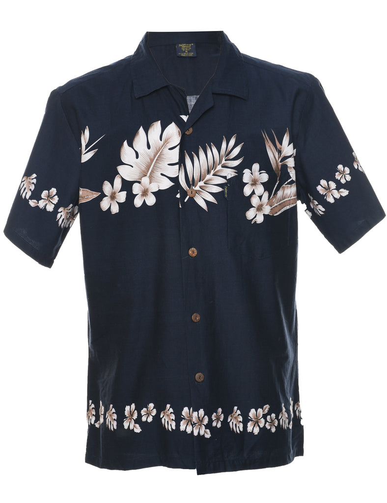 Leafy Print Hawaiian Shirt - M