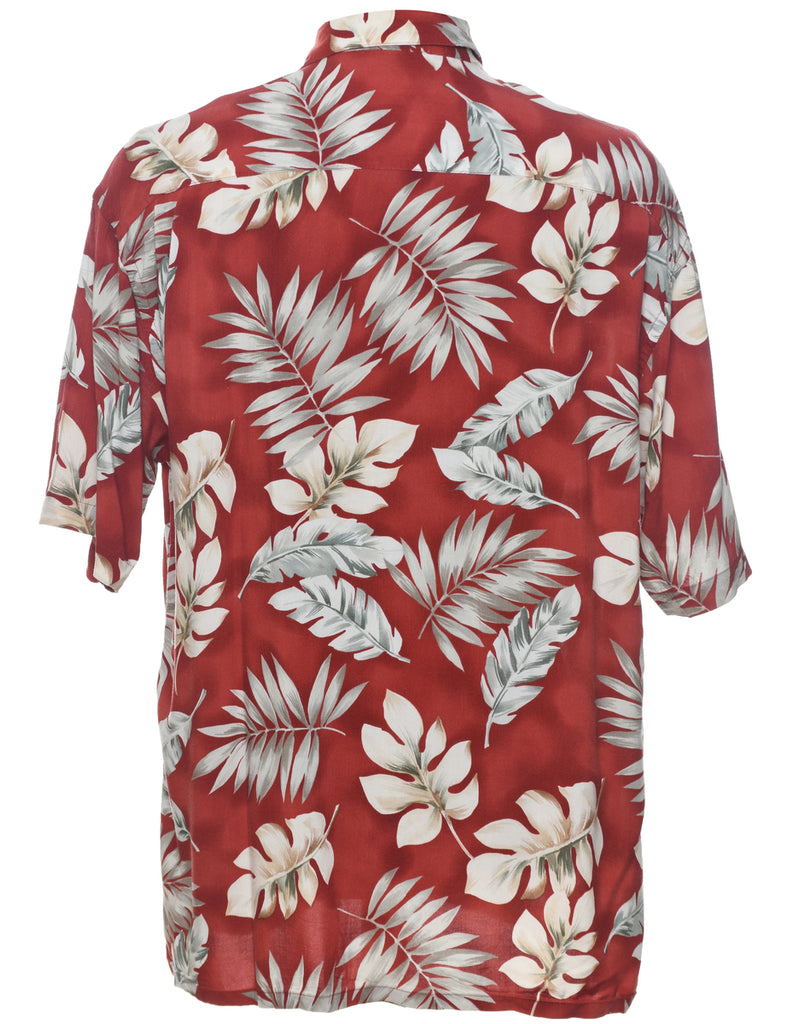 Leafy Print Hawaiian Shirt - L