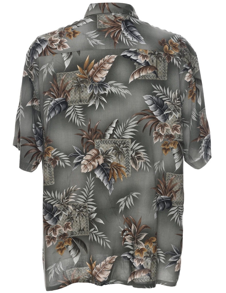 Leafy Print Hawaiian Shirt - L