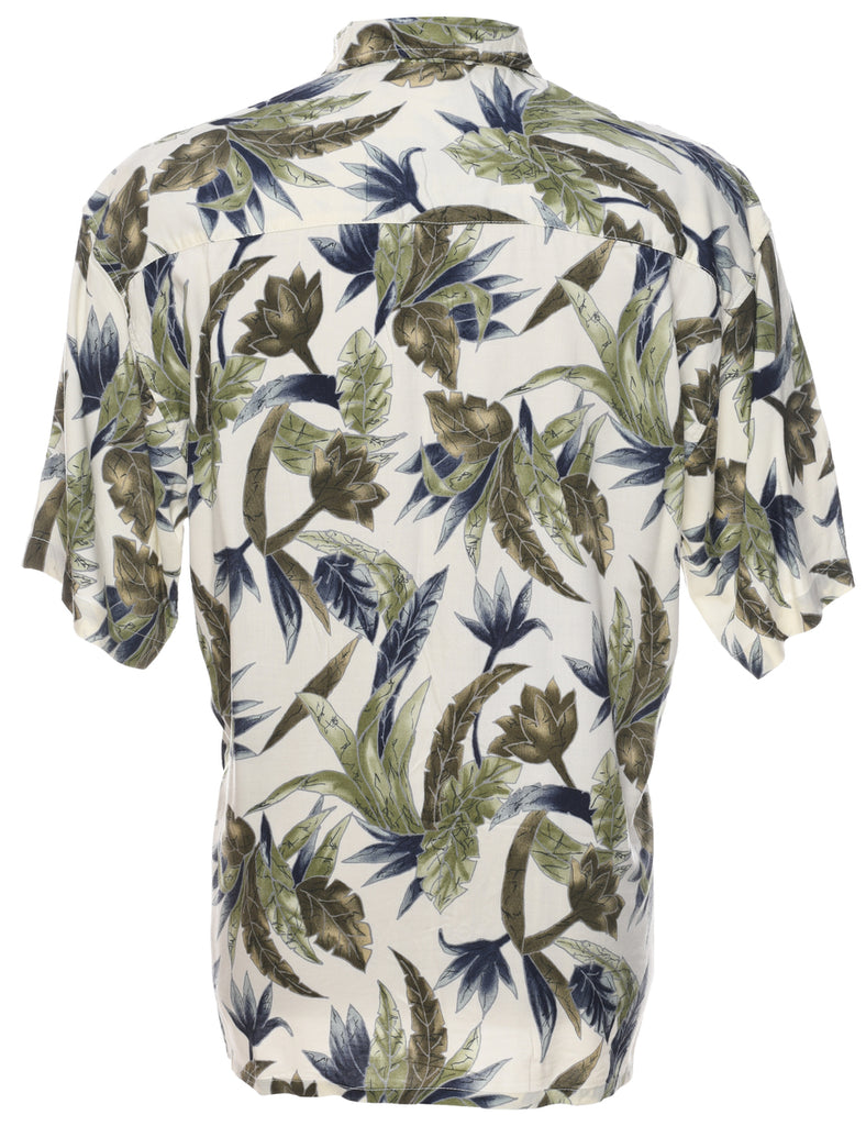 Leafy Print Hawaiian Shirt - M