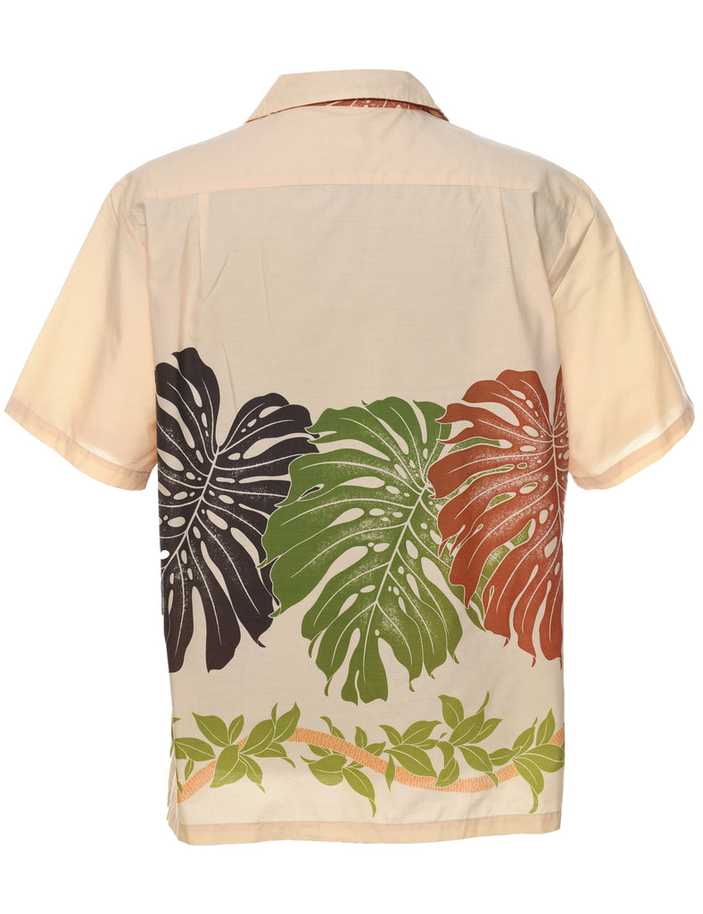 Leafy Print Hawaiian Shirt - L