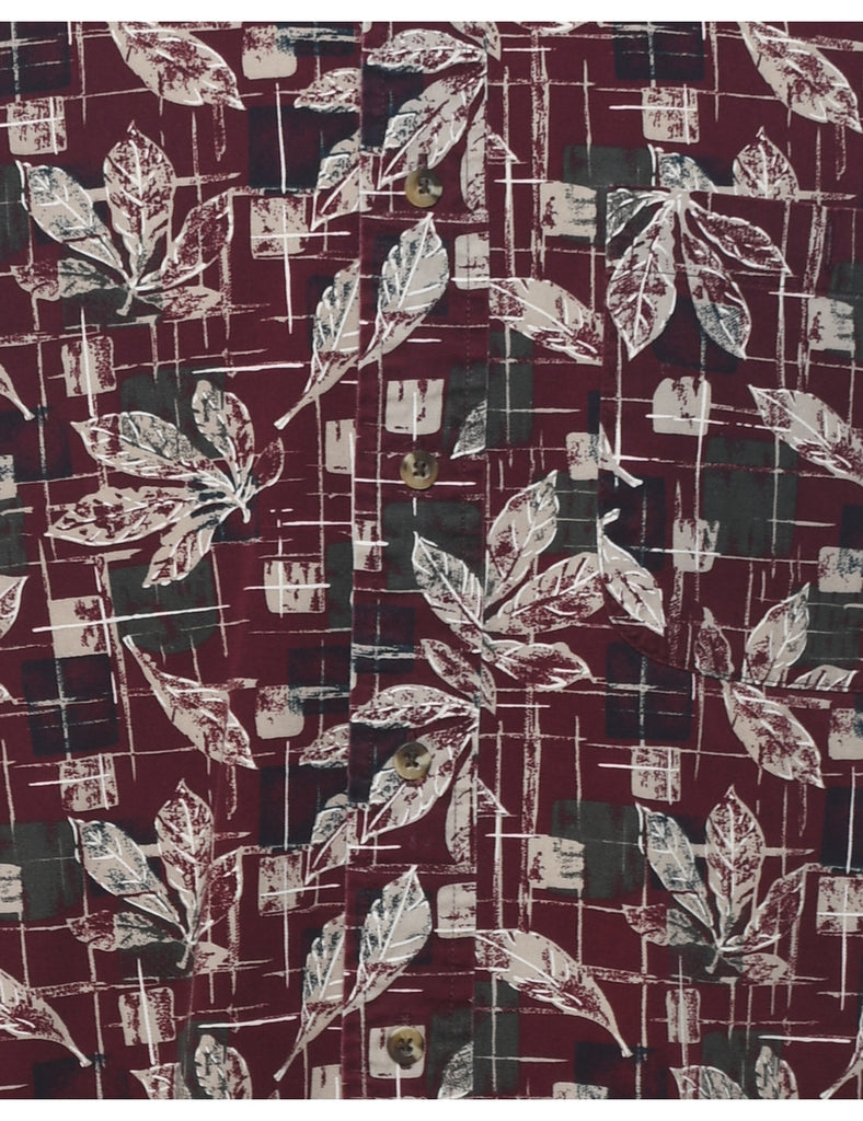 Leafy Print Hawaiian Shirt - M