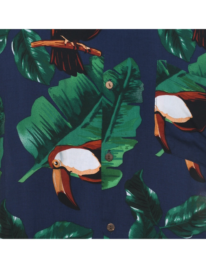 Leafy Print Hawaiian Shirt - XL