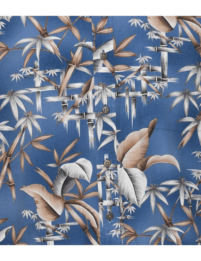 Leafy Print Hawaiian Shirt - M