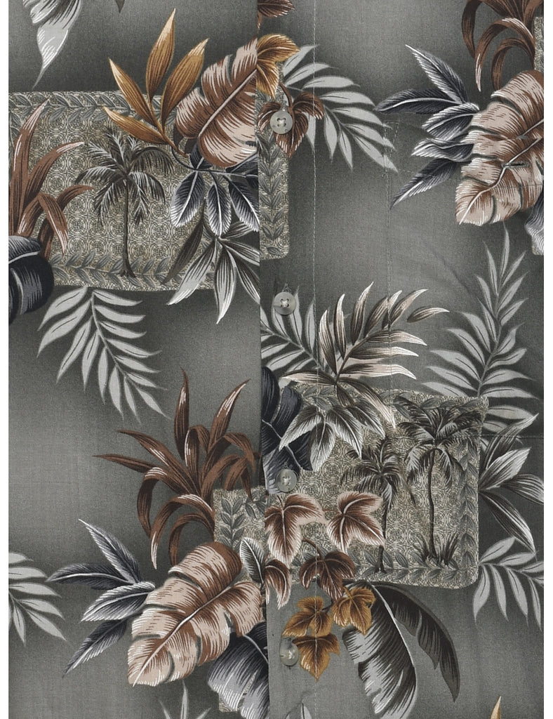 Leafy Print Hawaiian Shirt - L