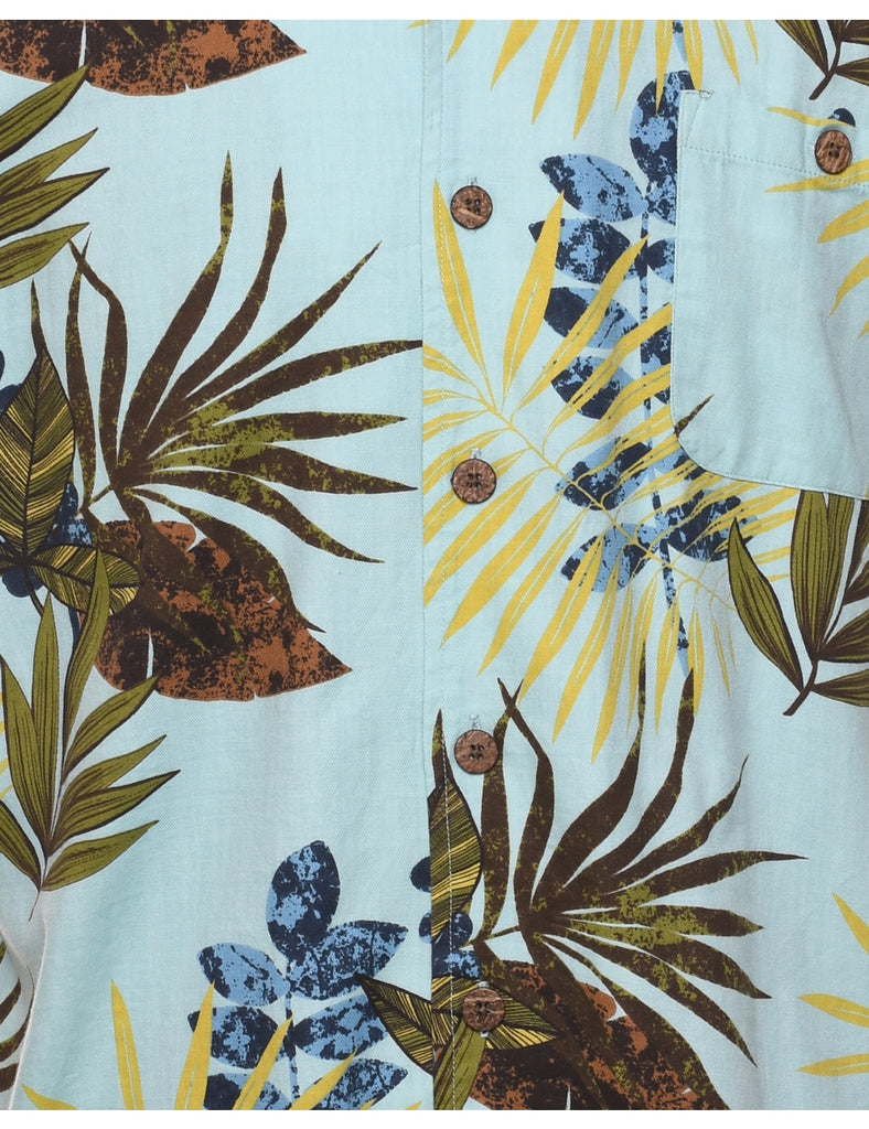 Leafy Print Hawaiian Shirt - L