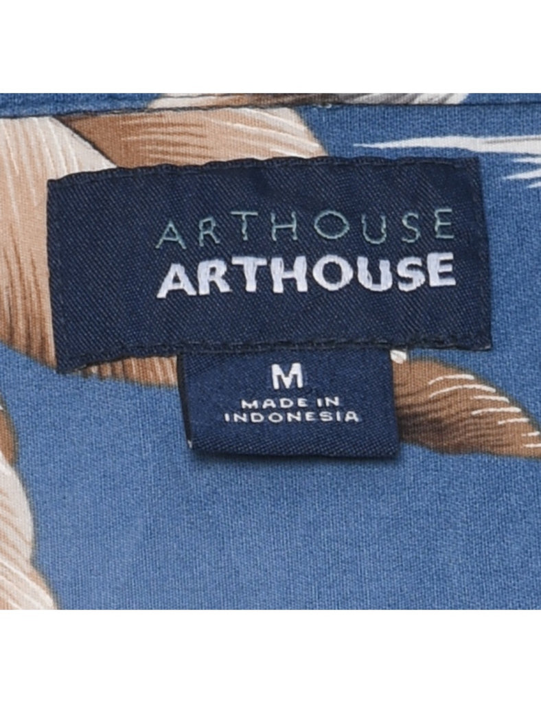 Leafy Print Hawaiian Shirt - M