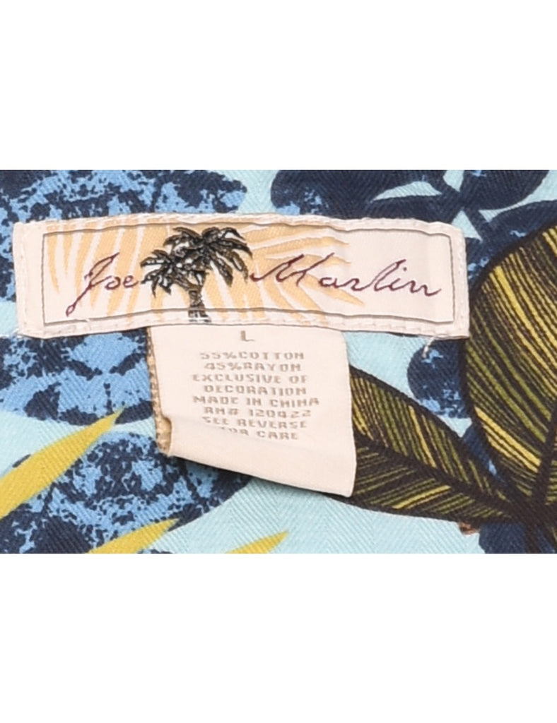 Leafy Print Hawaiian Shirt - L