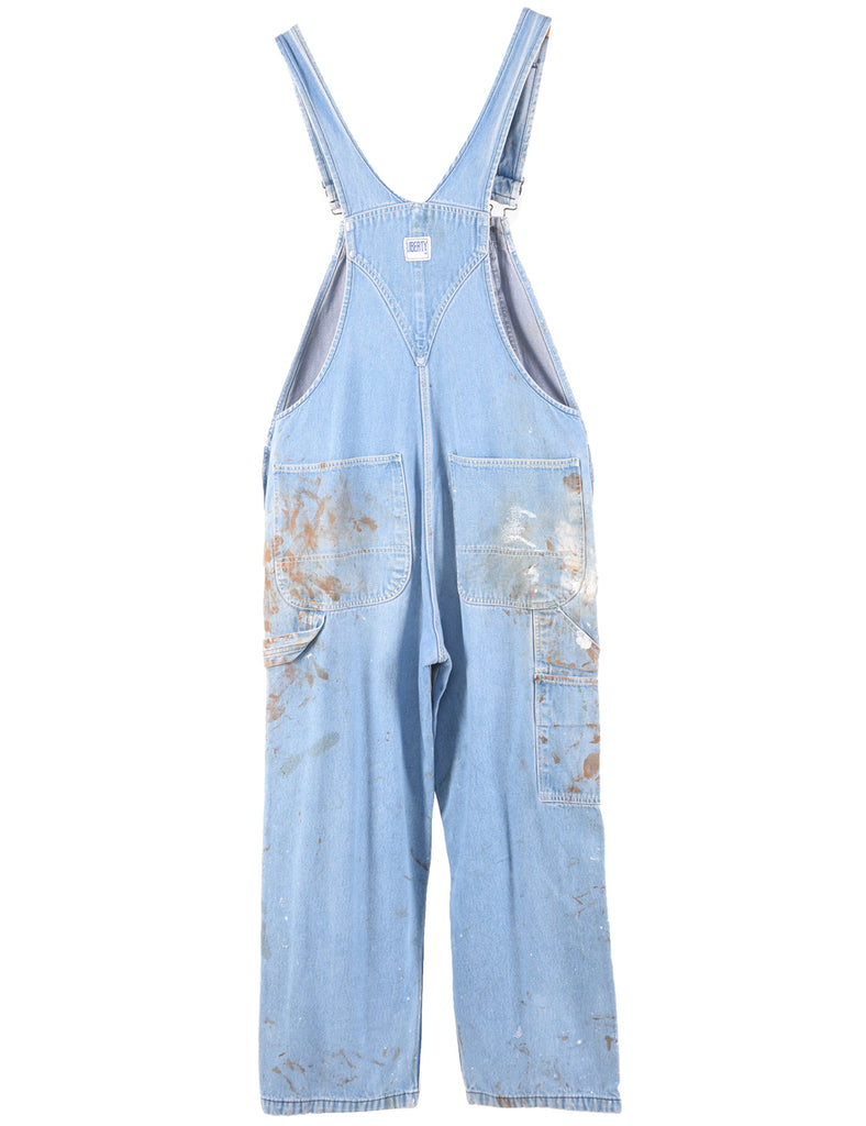 Liberty Light Wash Denim Salopettes - M
