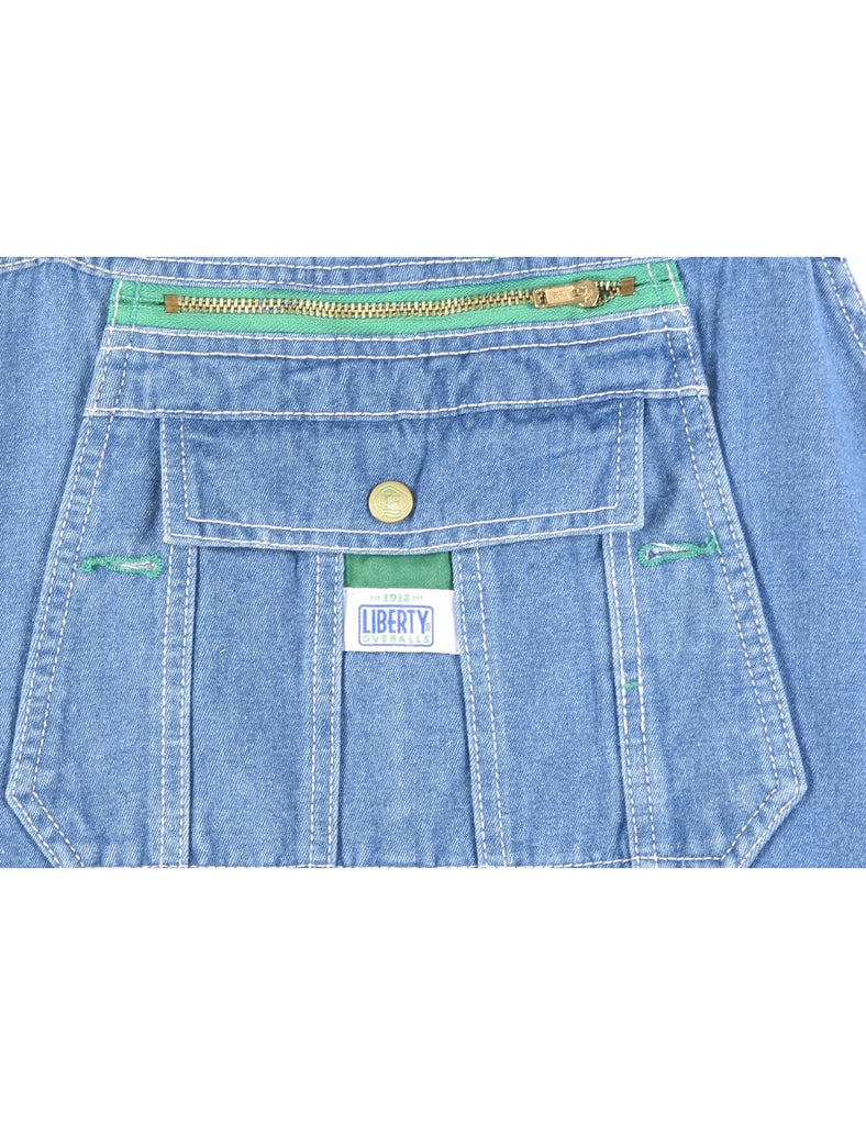 Liberty Light Wash Denim Salopettes - M