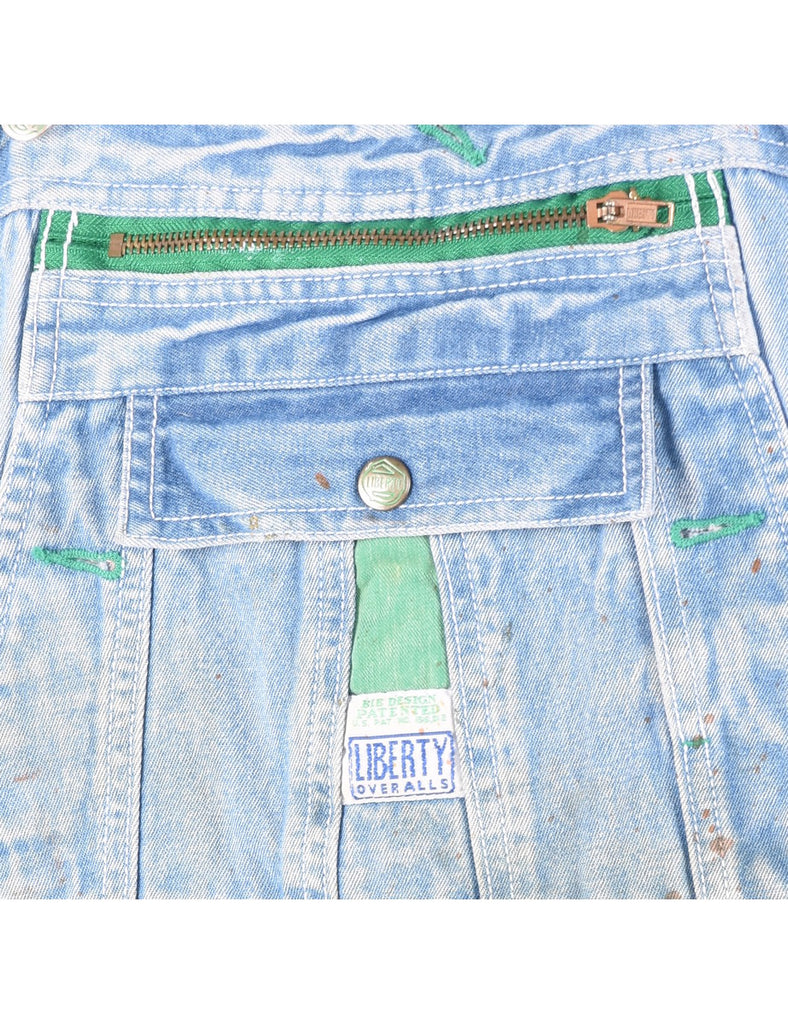 Liberty Light Wash Denim Salopettes - M
