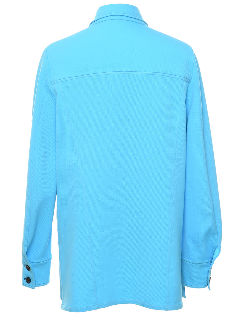 Light Blue 1970s Daggar Collar Jacket - M