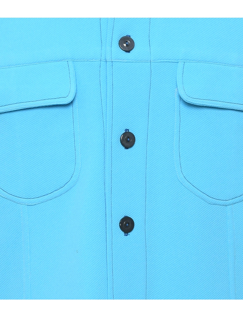 Light Blue 1970s Daggar Collar Jacket - M