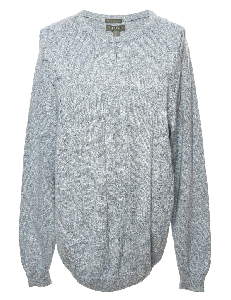 Light Blue Cable Knit Jumper - L